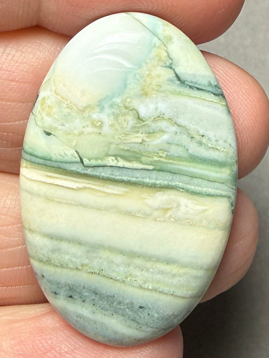 Oval 37x24mm Green Lace Jasper Cabochon 50