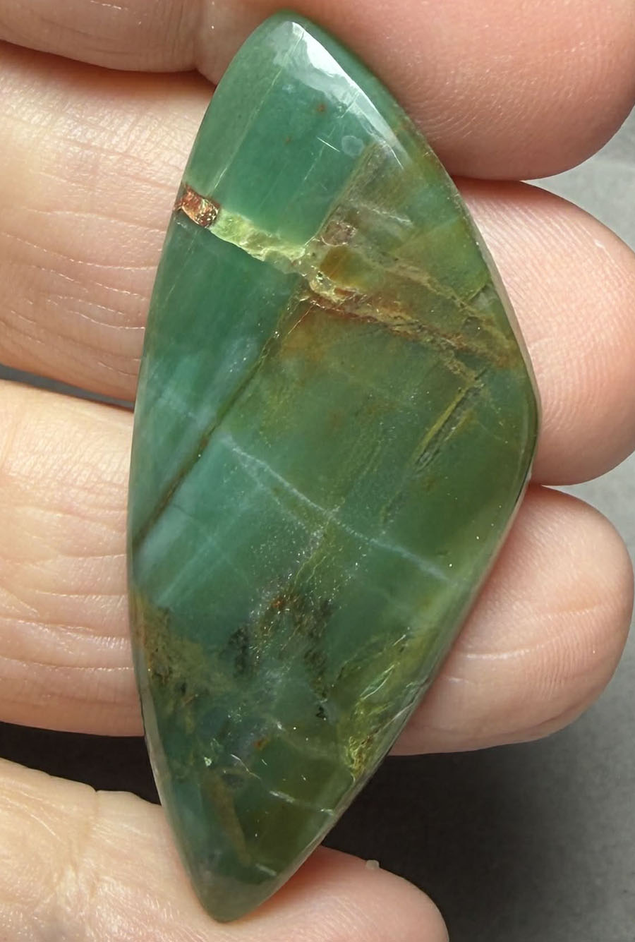 Freeform 50x22mm Gary Green Jasper Cabochon 26