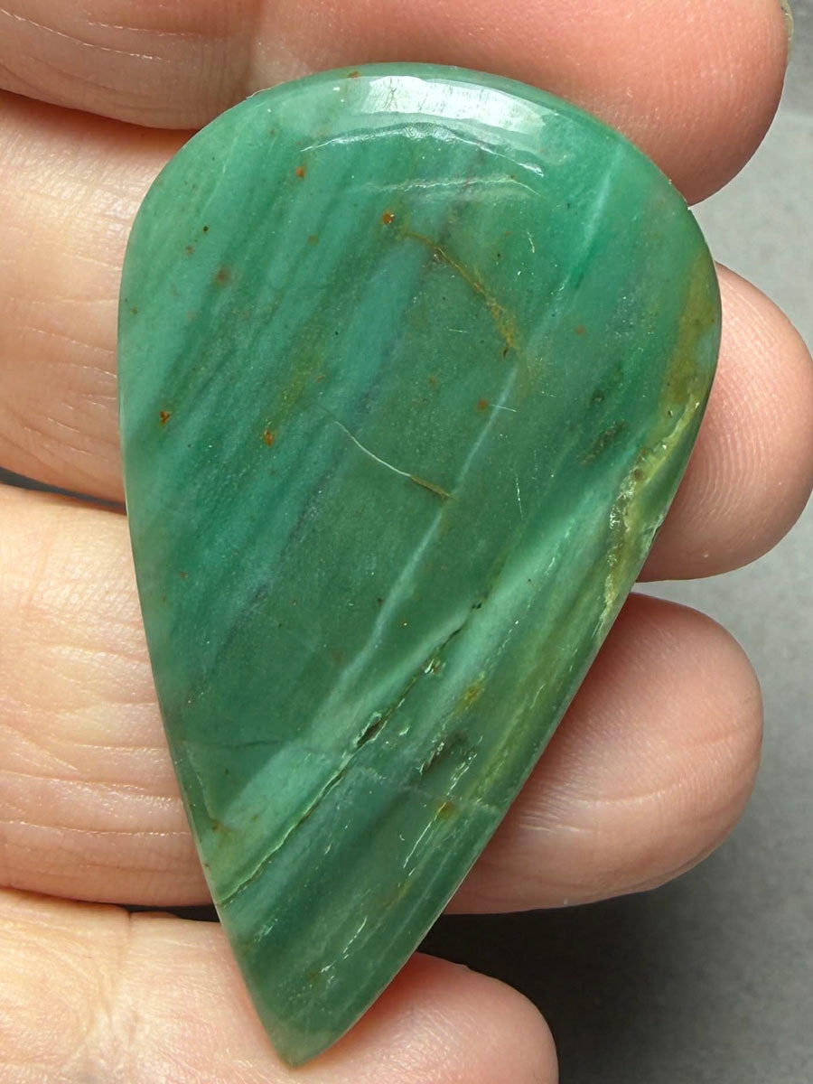 Teardrop 47x27mm Gary Green Jasper Cabochon 27