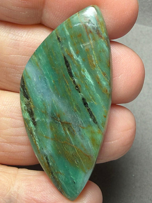 Freeform 47x22mm Gary Green Jasper Cabochon 28