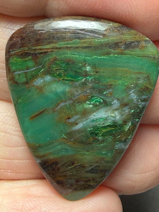 Teardrop 32x25mm Gary Green Jasper Cabochon 29
