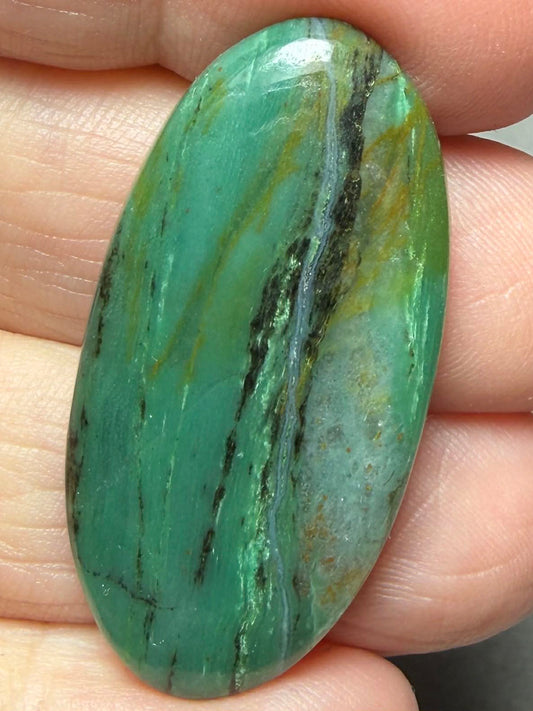 Oval 39x19mm Gary Green Jasper Cabochon 30
