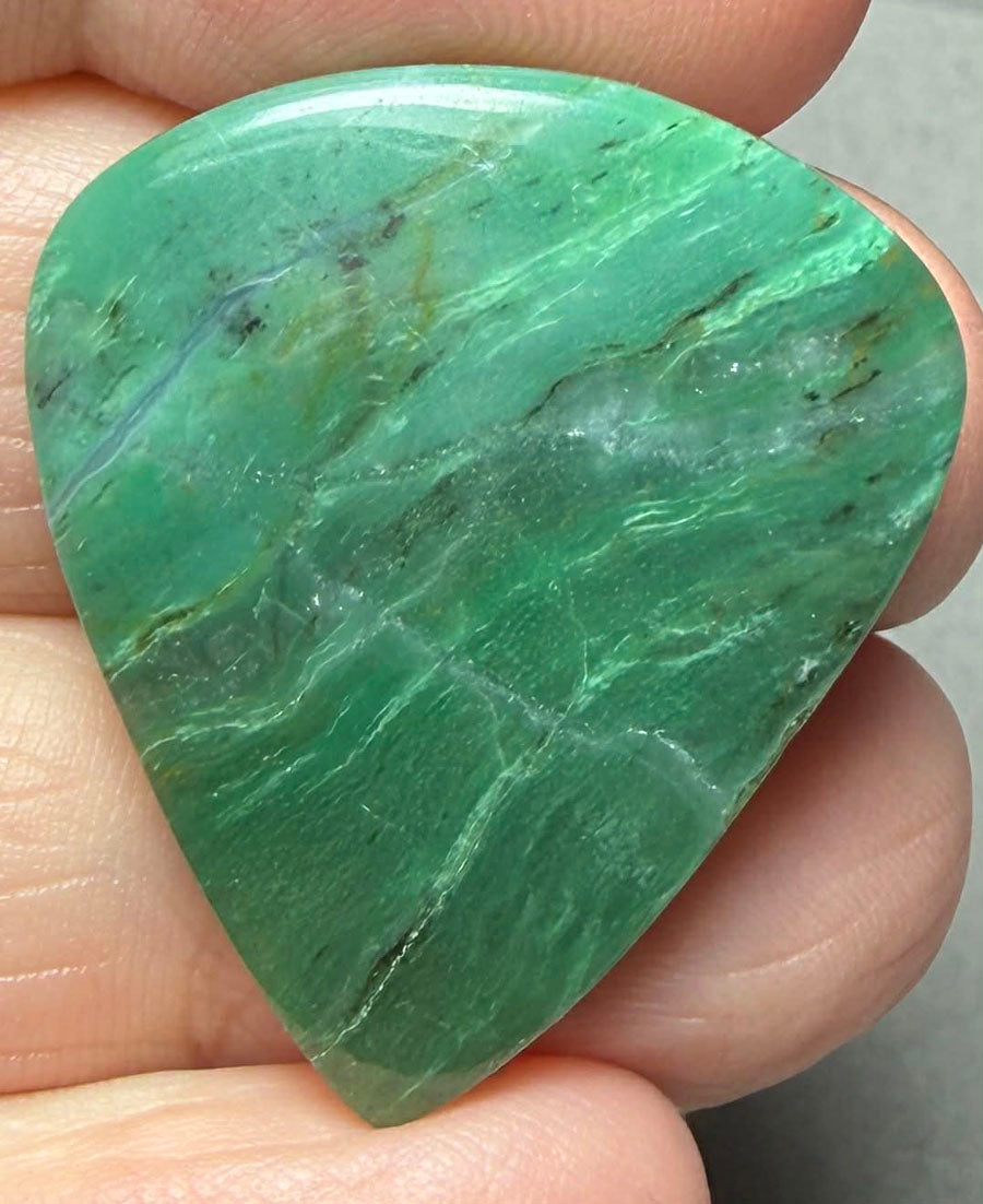Teardrop 30x27mm Gary Green Jasper Cabochon 33