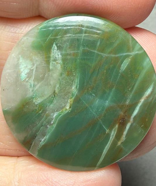 Round 33x33mm Gary Green Jasper Cabochon 34