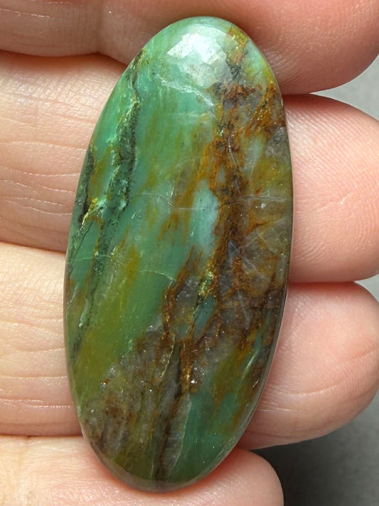 Oval 39x18mm Gary Green Jasper Cabochon 35