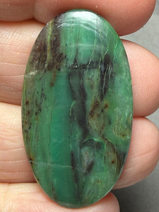 Oval 38x21mm Gary Green Jasper Cabochon 44