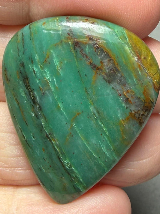 Teardrop 35x28mm Gary Green Jasper Cabochon 47