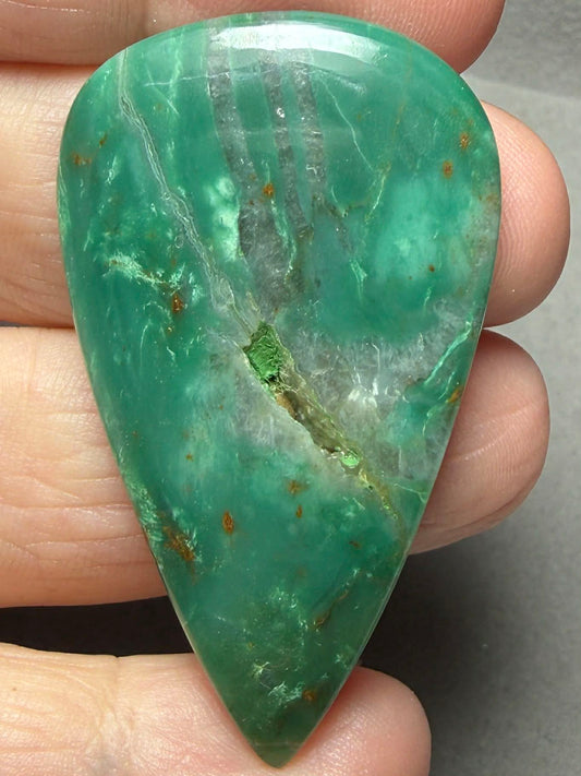 Teardrop 49x28mm Gary Green Jasper Cabochon 48