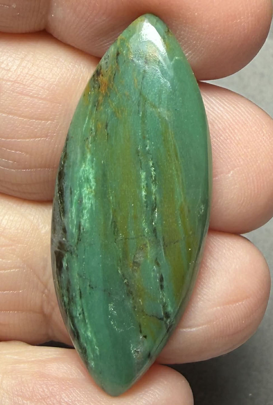 Marquise 40x17mm Gary Green Jasper Cabochon 52