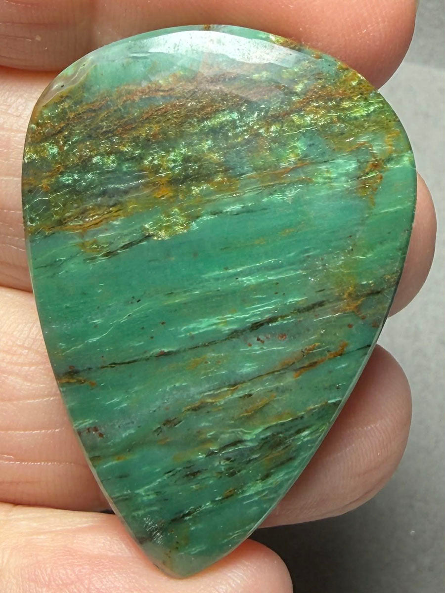 Teardrop 41x29mm Gary Green Jasper Cabochon 54