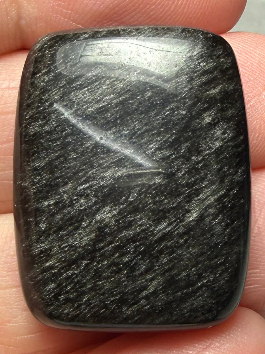 Rectangle 27x21mm Silver Sheen Obsidian Cabochon 28