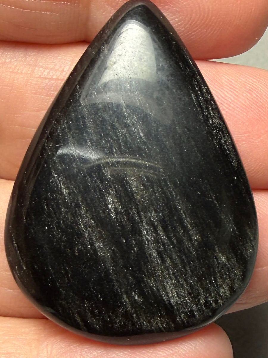 Teardrop 40x29mm Silver Sheen Obsidian Cabochon 30