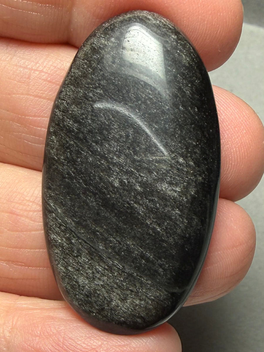 Oval 41x23mm Silver Sheen Obsidian Cabochon 32