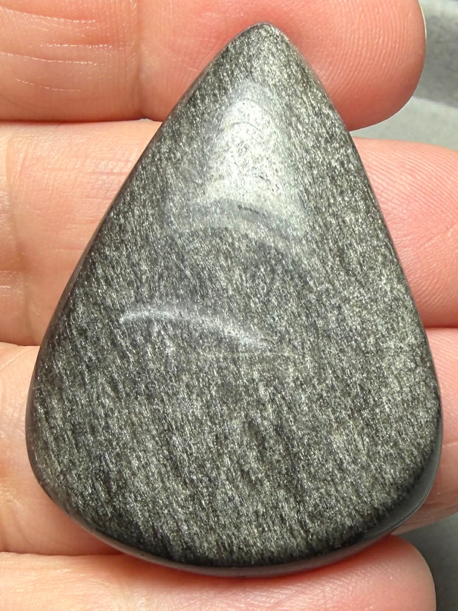 Teardrop 42x31mm Silver Sheen Obsidian Cabochon 34