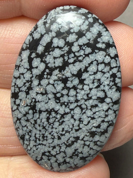 Oval 36x23mm Snowflake Obsidian Cabochon 30