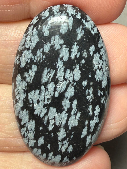 Oval 39x23mm Snowflake Obsidian Cabochon 31