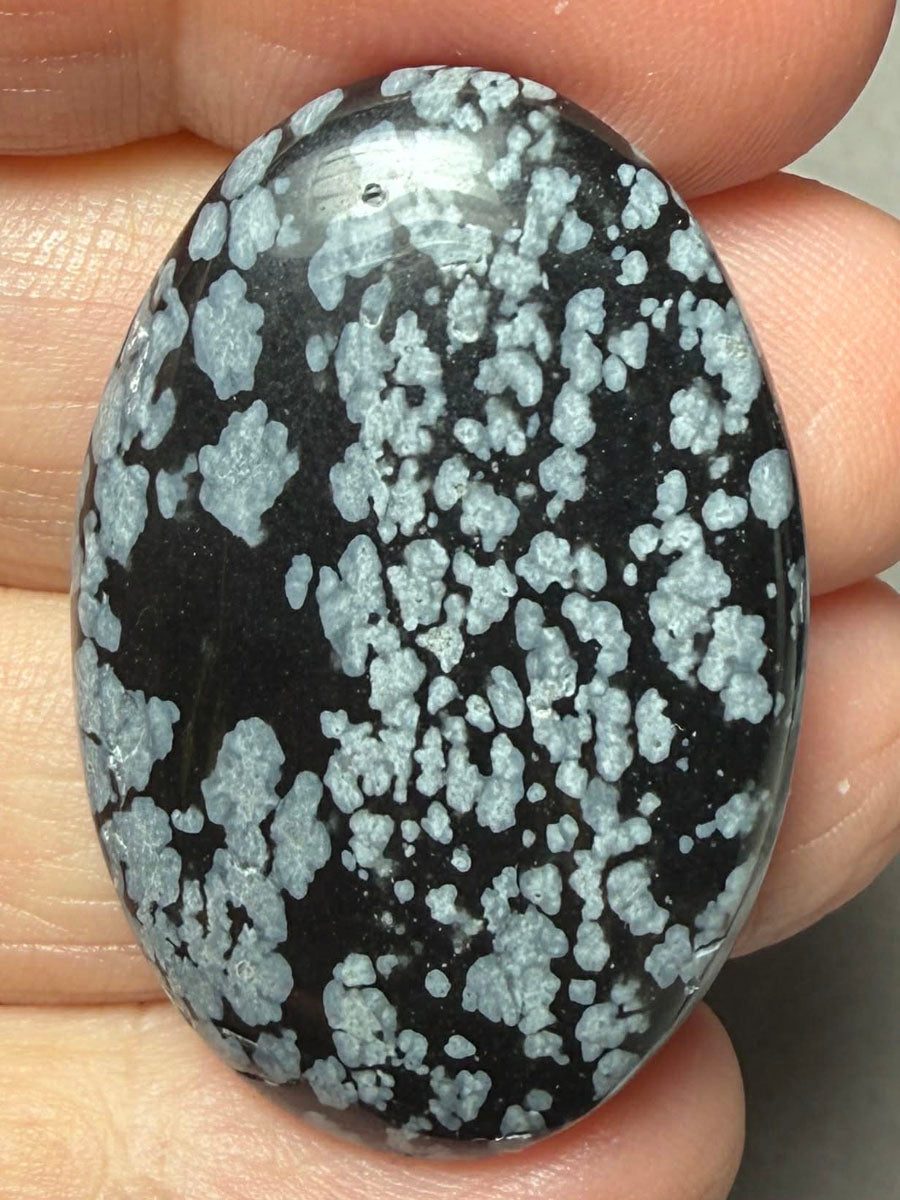 Oval 38x24mm Snowflake Obsidian Cabochon 32