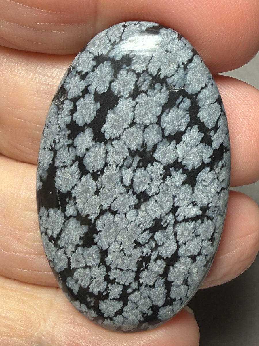 Oval 44x27mm Snowflake Obsidian Cabochon 33