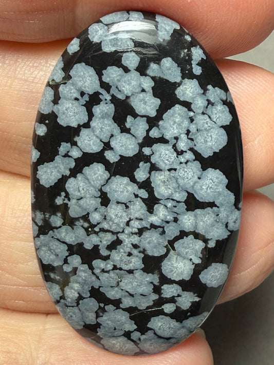 Oval 43x24mm Snowflake Obsidian Cabochon 36