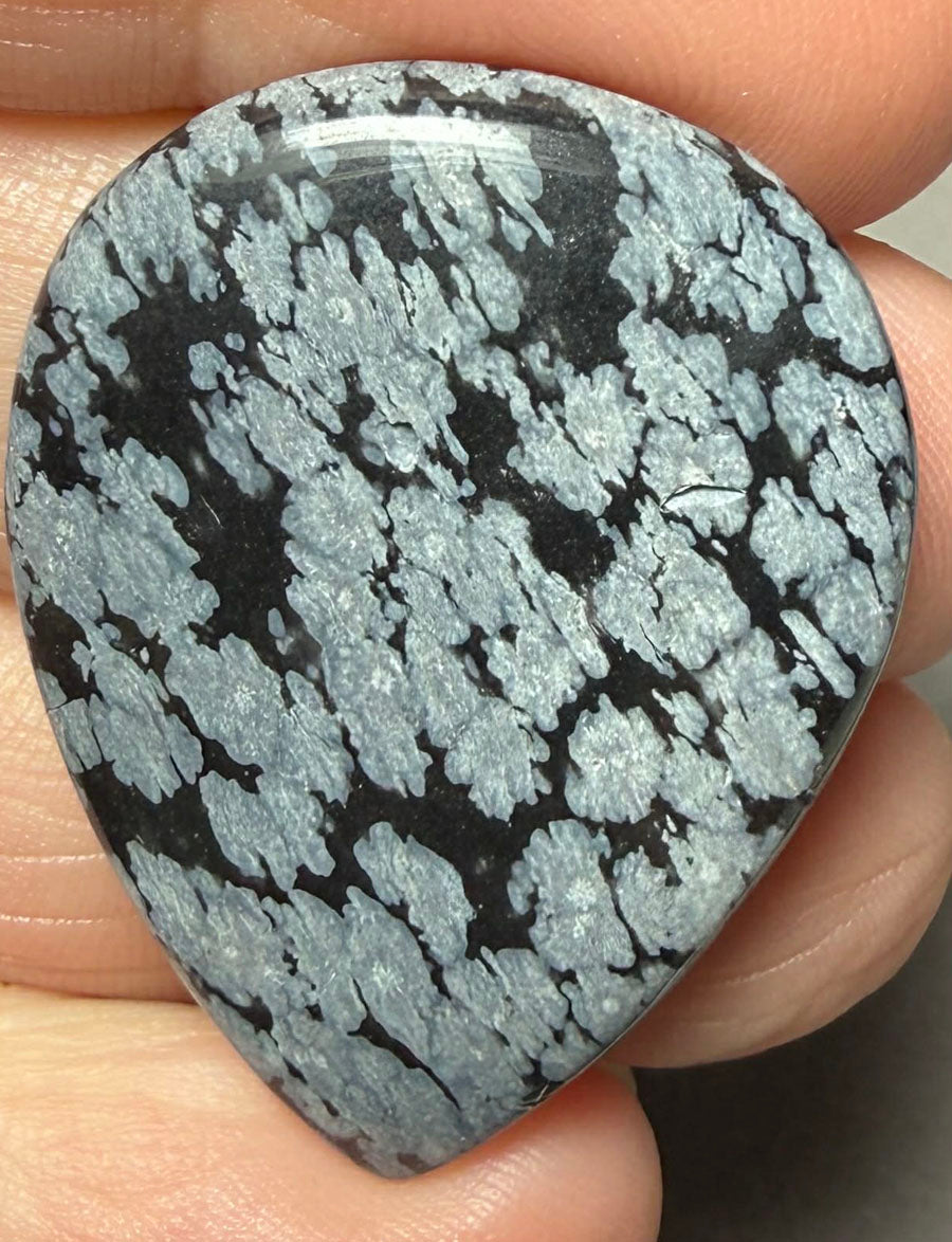 Teardrop 35x27mm Snowflake Obsidian Cabochon 39