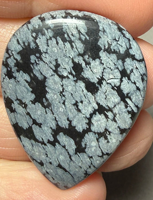 Teardrop 35x27mm Snowflake Obsidian Cabochon 39