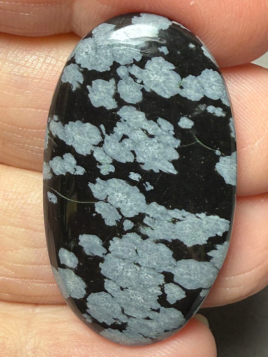 Oval 38x22mm Snowflake Obsidian Cabochon 40