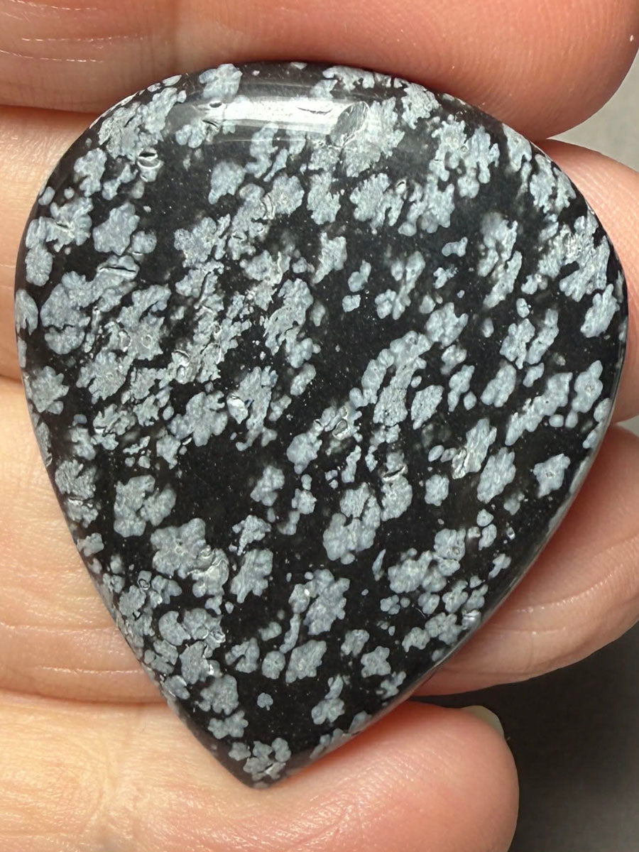Teardrop 40x32mm Snowflake Obsidian Cabochon 43