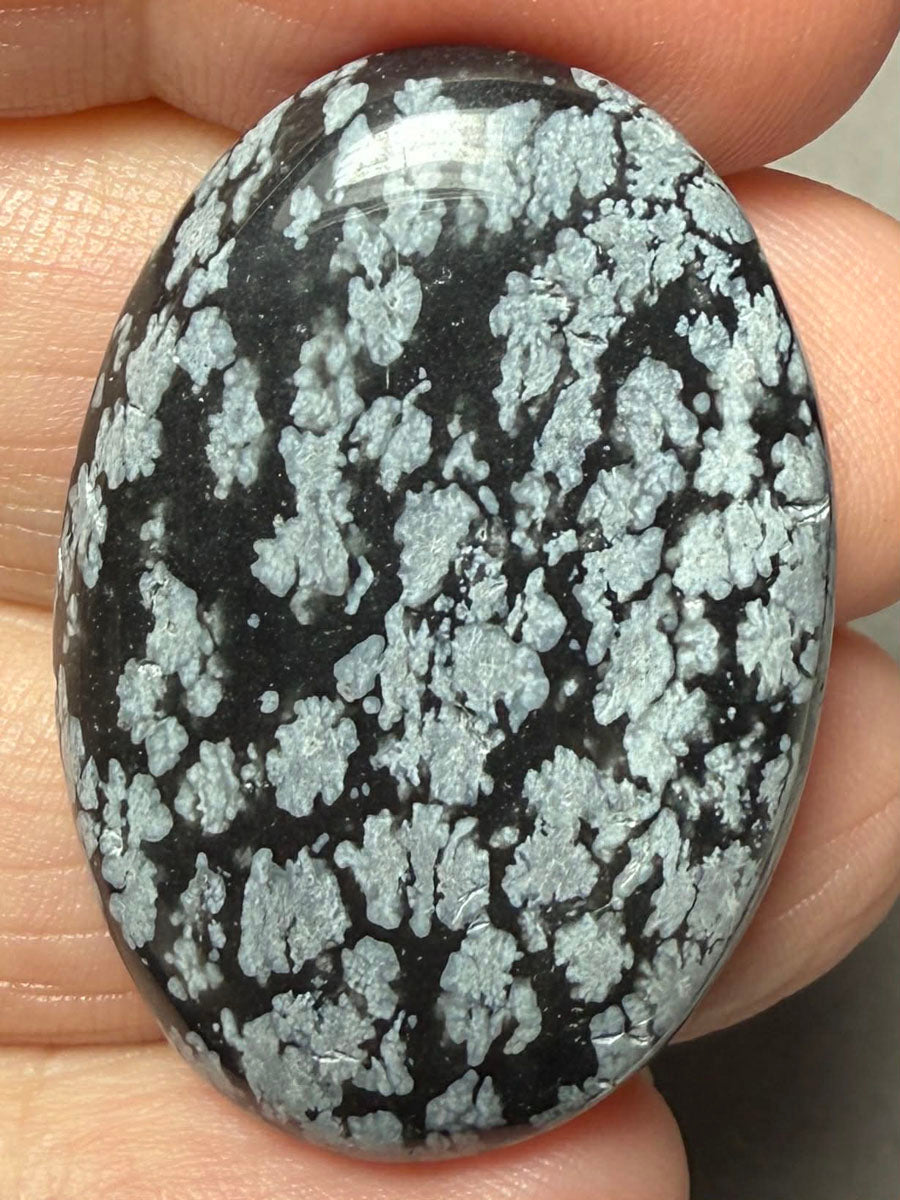 Oval 37x24mm Snowflake Obsidian Cabochon 44