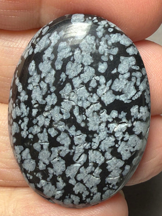 Oval 36x26mm Snowflake Obsidian Cabochon 46