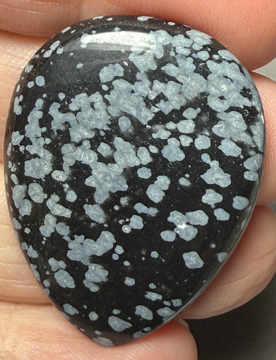 Teardrop 38x28mm Snowflake Obsidian Cabochon 47