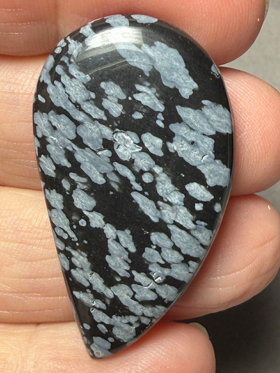 Freeform 41x23mm Snowflake Obsidian Cabochon 49