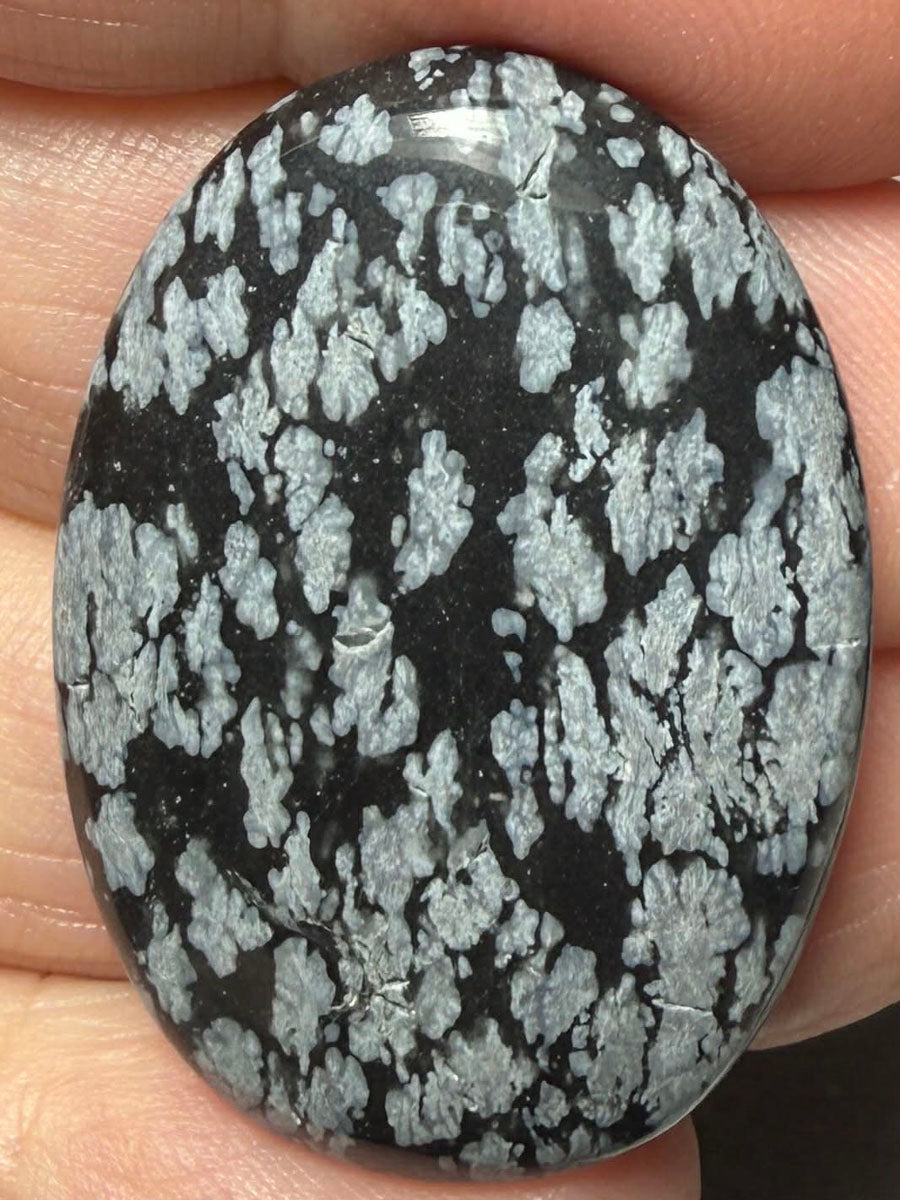 Oval 35x25mm Snowflake Obsidian Cabochon 50