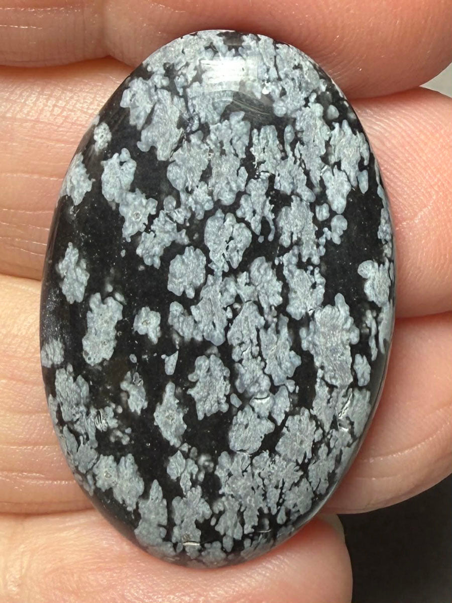 Oval 35x22mm Snowflake Obsidian Cabochon 53