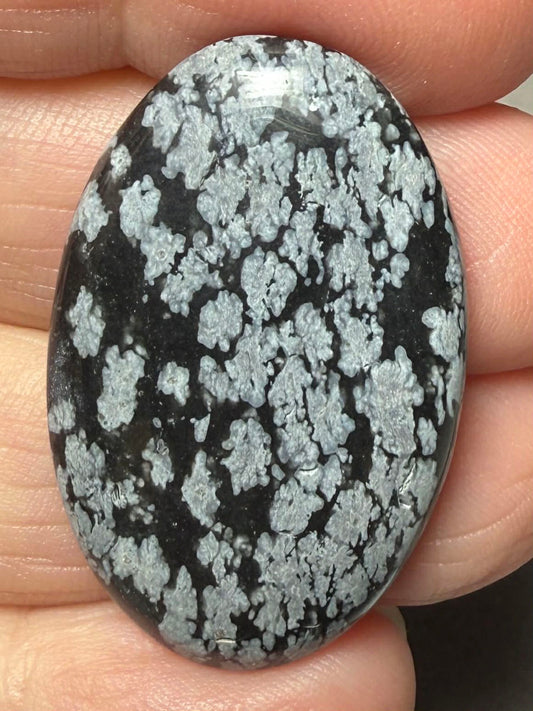 Oval 35x22mm Snowflake Obsidian Cabochon 53