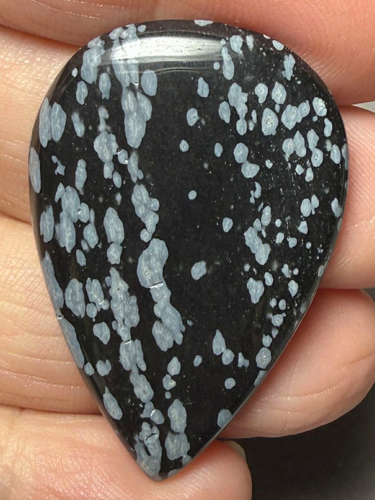 Teardrop 40x27mm Snowflake Obsidian Cabochon 54