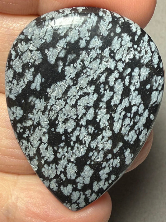 Teardrop 43x32mm Snowflake Obsidian Cabochon 56