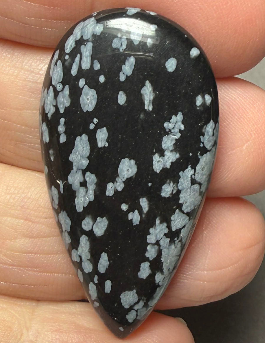 Teardrop 43x22mm Snowflake Obsidian Cabochon 57