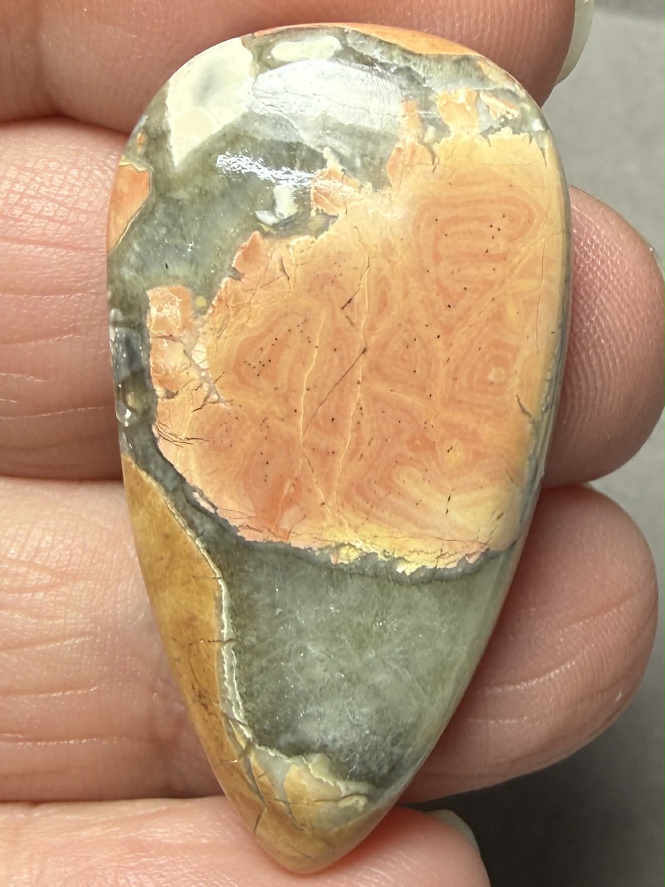 Teardrop 38x20mm Brecciated Mookaite Cabochon 26