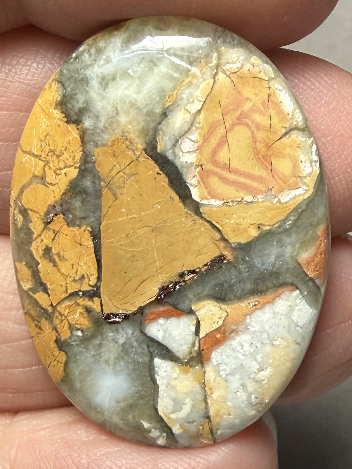 Oval 33x24mm Brecciated Mookaite Cabochon 34