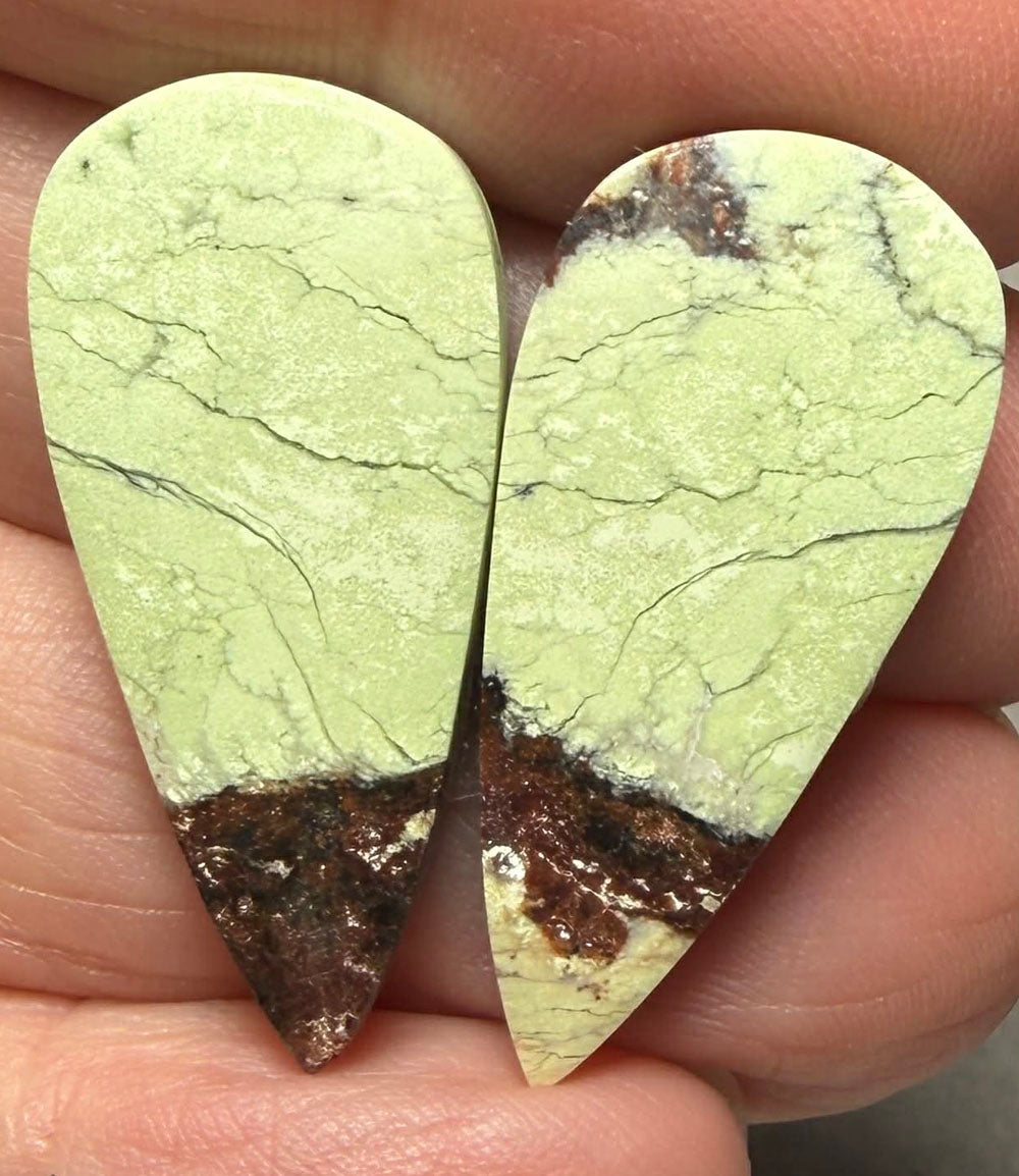 Teardrop 30x14mm Lemon Chrysoprase Cabochon Pair 10