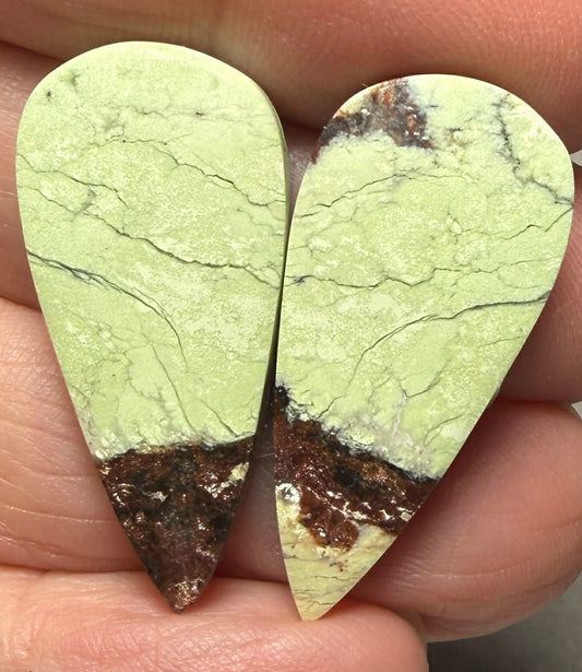 Teardrop 30x14mm Lemon Chrysoprase Cabochon Pair 10