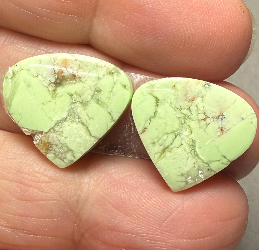 Teardrop 16x18mm Lemon Chrysoprase Cabochon Pair 24