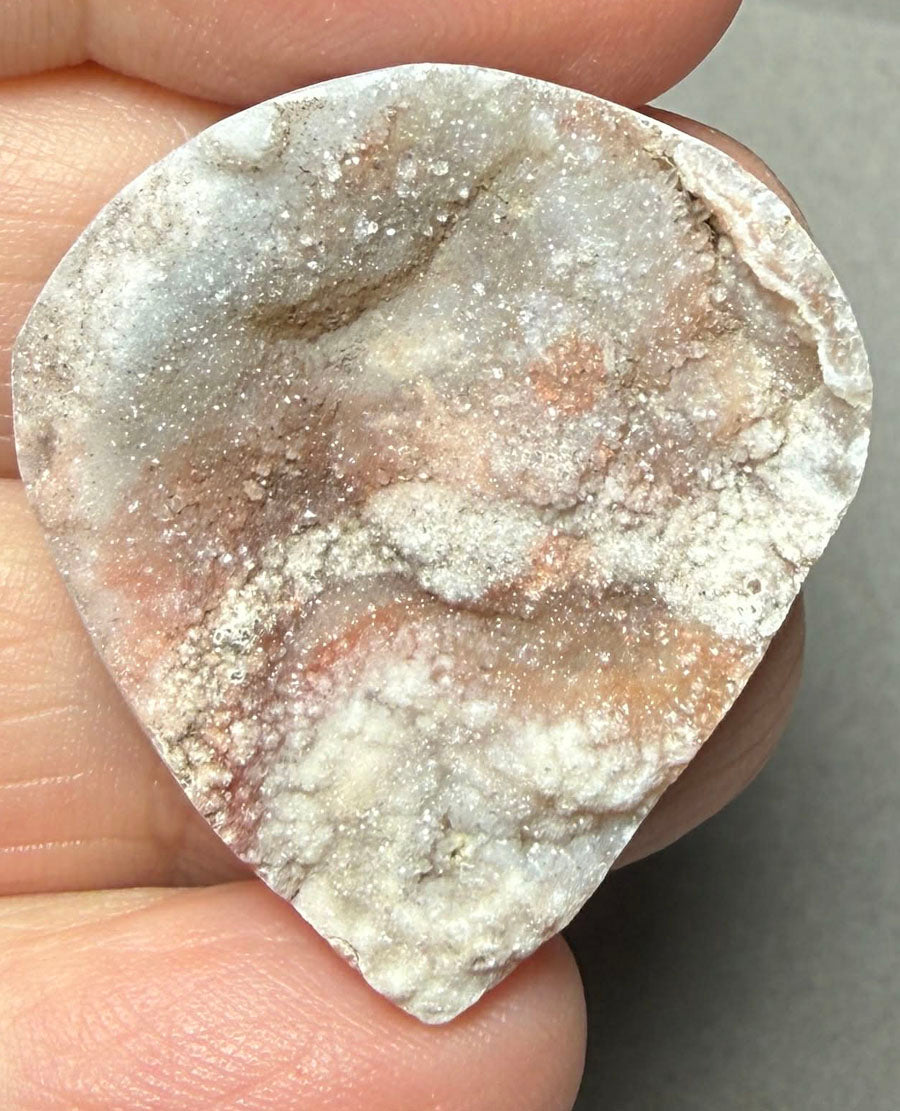 Teardrop 31x29mm Druzy Desert Chalcedony Cabochon 07