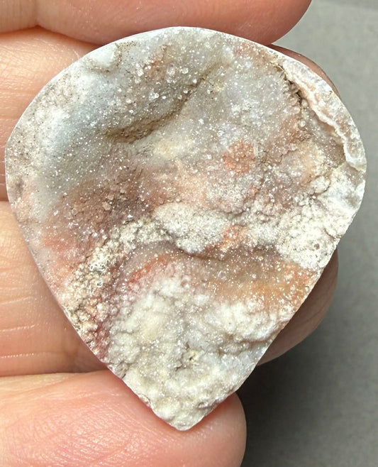 Teardrop 31x29mm Druzy Desert Chalcedony Cabochon 07