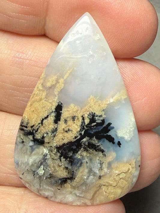Teardrop 40x26mm Dendritic Tiger Agate Cabochon 37