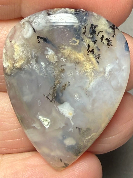 Teardrop 35x26mm Dendritic Tiger Agate Cabochon 55