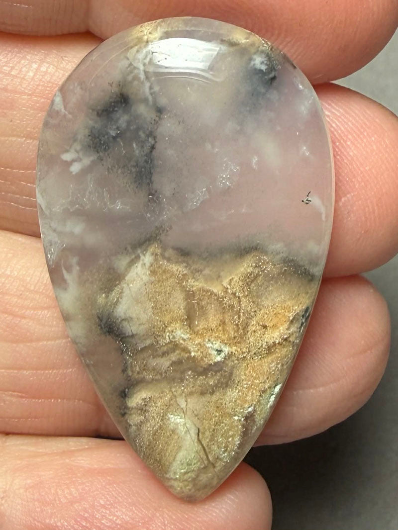 Teardrop 38x22mm Dendritic Tiger Agate Cabochon 56