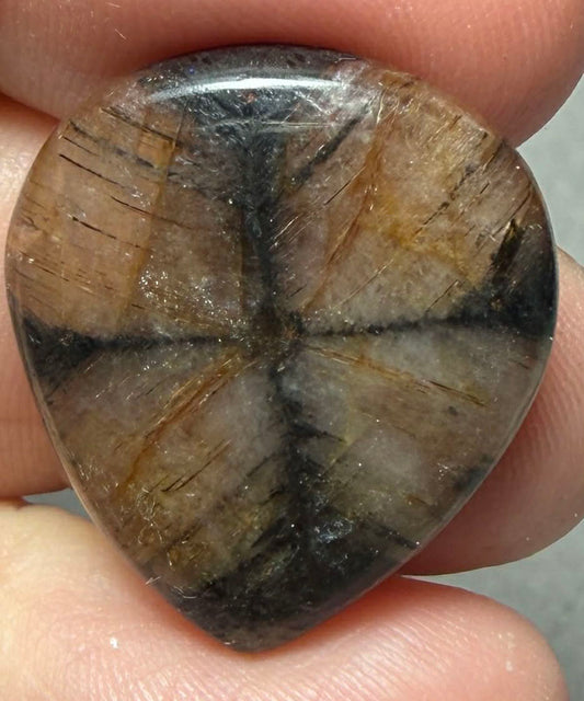 Teardrop 24x22mm Chiastolite Cabochon 24