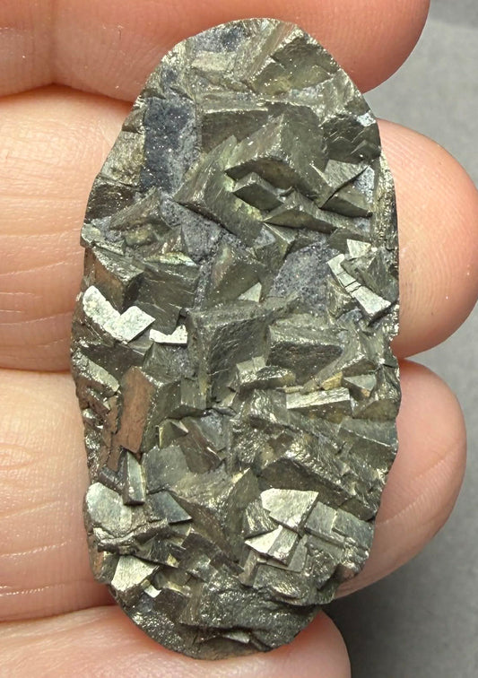 Oval 38x19mm Druzy Pyrite Cabochon 17