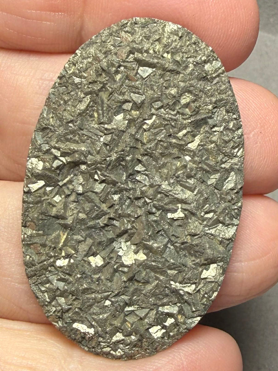 Oval 42x27mm Druzy Pyrite Cabochon 18